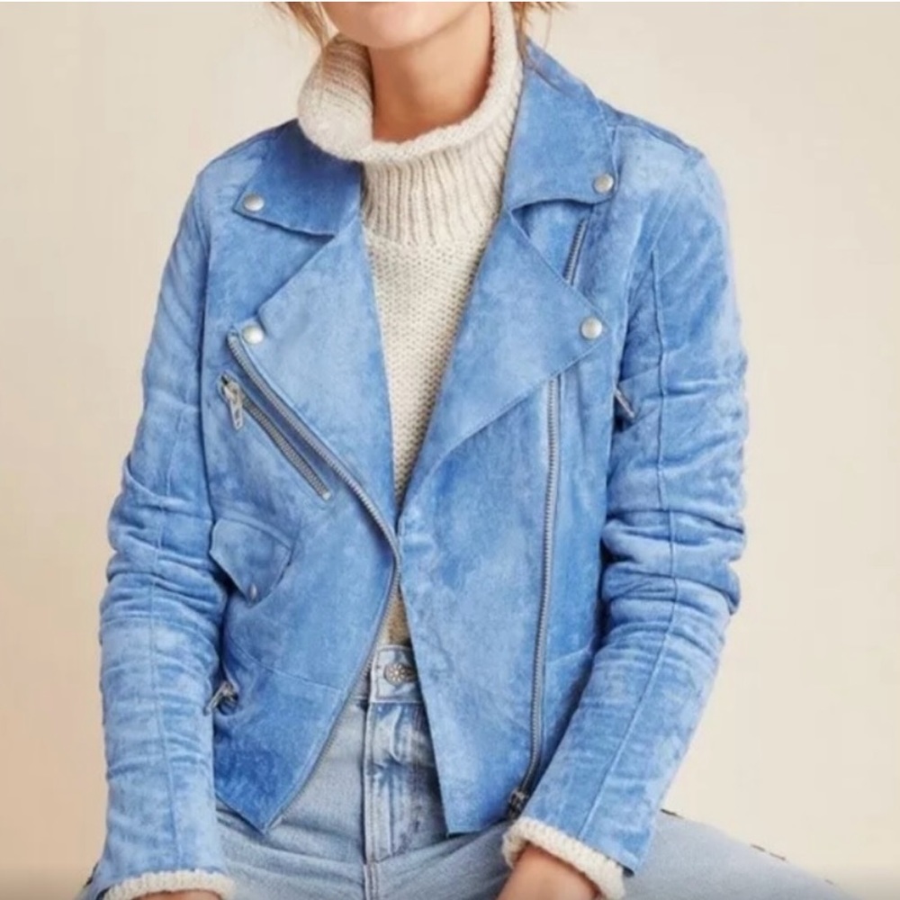 🩵BLANK NYC BLUE SUEDE MOTO JACKET🩵